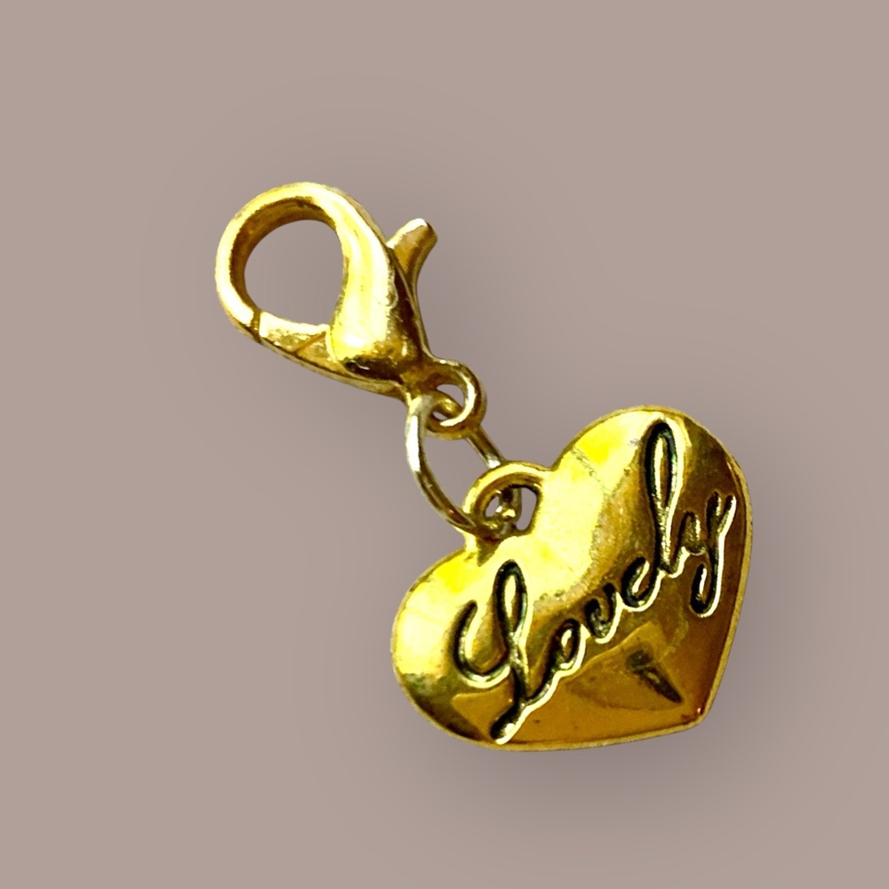 ‘Lovely’ Heart Shaped Engraved Charm for Backpack, Bag, Keychain, etc. Valentine